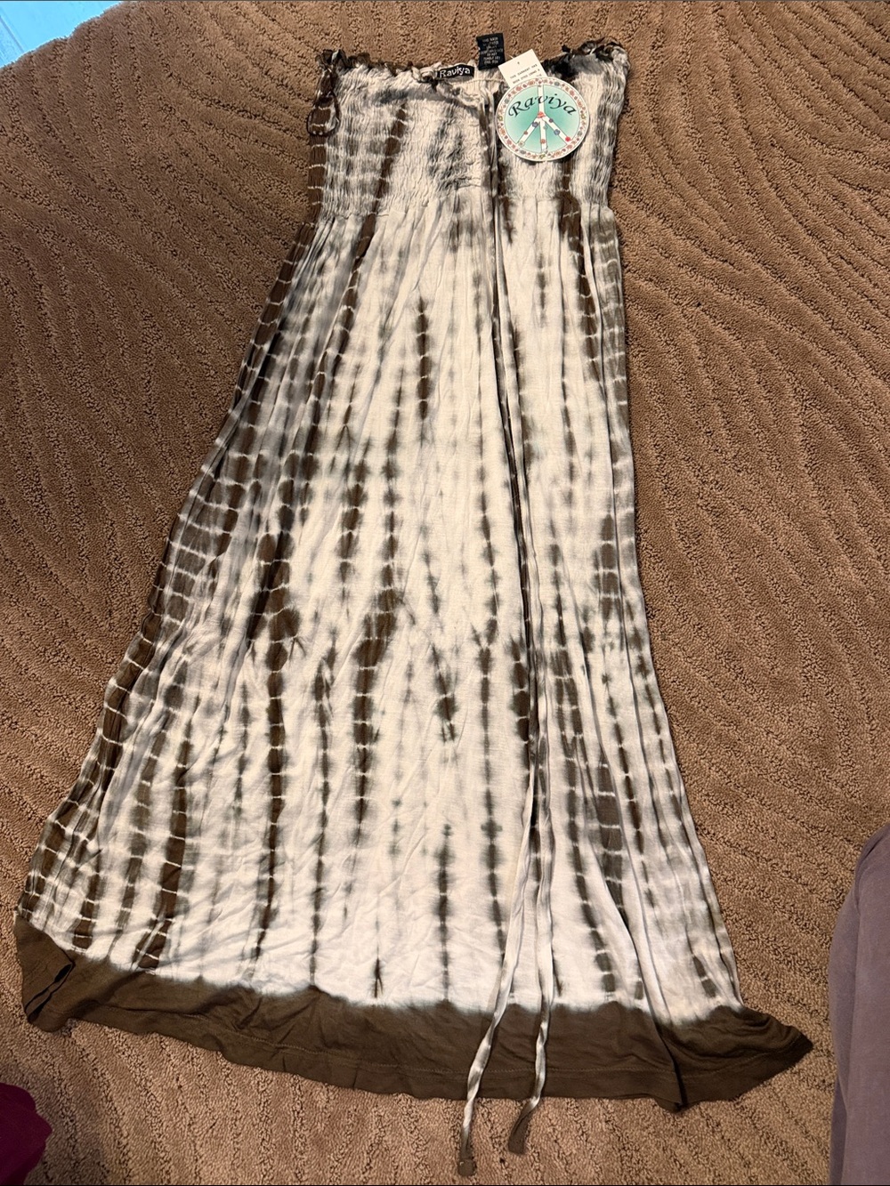 Raviya Brown and White Tie-Dye Maxi Dress